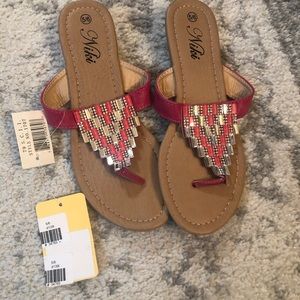 Nikki pink gem flip flops NWT